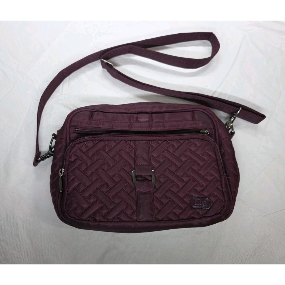 Lug Carousel XL Quilted Wine Red Burgundy Crossbody Shoulder Bag RFID